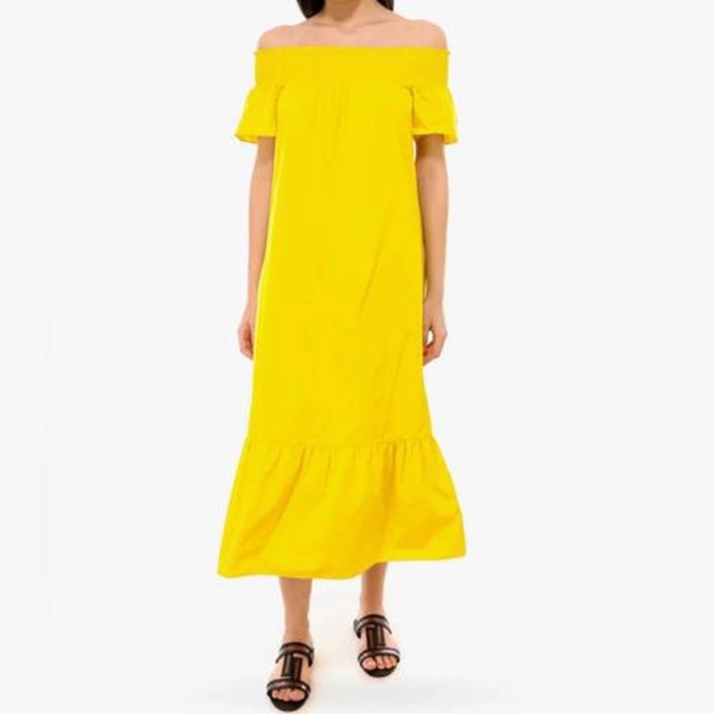 Tory Burch smocked shoulder dress - flaming yellow - Picture 15 of 15